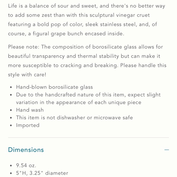 Anthropologie Catania Pink Vinegar Cruet - Picture 4 of 4